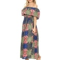 thumbnail image 4 of Sakkas Buhle Ruffle Off-shoulder Long Dress Wax African Ankara Dutch Print - 38-Multicolor - One Size Regular, 4 of 5