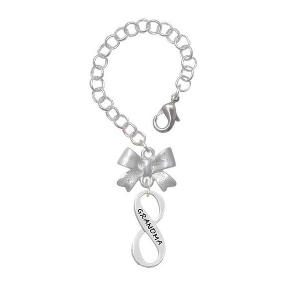 Delight Jewelry Silvertone Grandma Infinity Sign - Silvertone Bow Charm Accessory for Tumblers and Thermal Cups