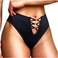 thumbnail image 2 of YWDJ Womens Underwear Cheeky Breathable Lightweight No Show Traceless Ice Silk T-back Briefs Sexy Metal Buckle Ventilate Hollow Out Underpants Black M, 2 of 6