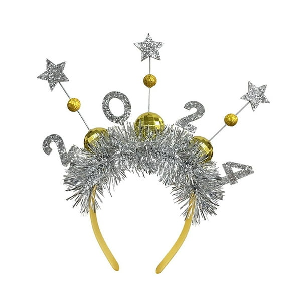 Diadema De Nochevieja Para Mujer Con Cuentas Doradas Y Diamantes De Imitación - Diseño De Nudo Y Letras NYE, Elástica Y Elegante Para Fiestas