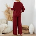 thumbnail image 5 of Wutalume Women's Cozy Home Wear 2-Piece Pajama Set, Comfortable Top and Relaxed Fit Pants, Soft Loungewear Outfit,Wine L, 5 of 6