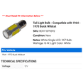 thumbnail image 2 of Tail Light Bulb - Compatible with 1964 - 1970 Buick Wildcat 1965 1966 1967 1968 1969, 2 of 2