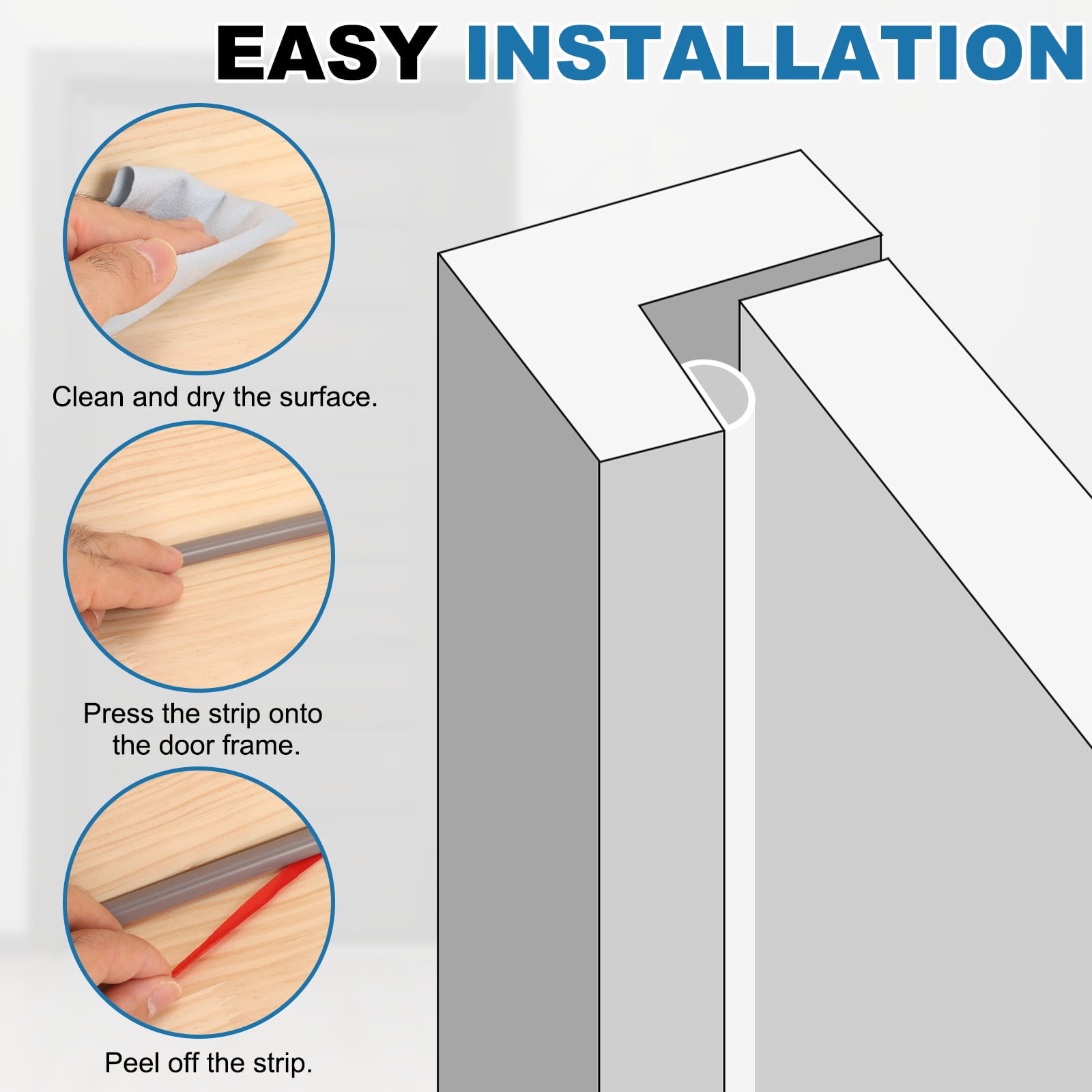 39.4Ft x 3/8" Weather Stripping Door Seal, Silicone Self-Adhesive Door Frame Seal Strip for 3/16"-1/4" Doors Window Frame Gap Filler, Black