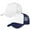 Navy & White, variant on 5-Panel Mesh Baseball Cap, Trucker Hat, Structured Plain Design, Cotton, Adjustable Size - Navy & Orange