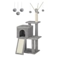 thumbnail image 1 of Árbol para gatos Feandrea MPCT143W01 con 3 postes y cueva, gris claro, 1 of 9