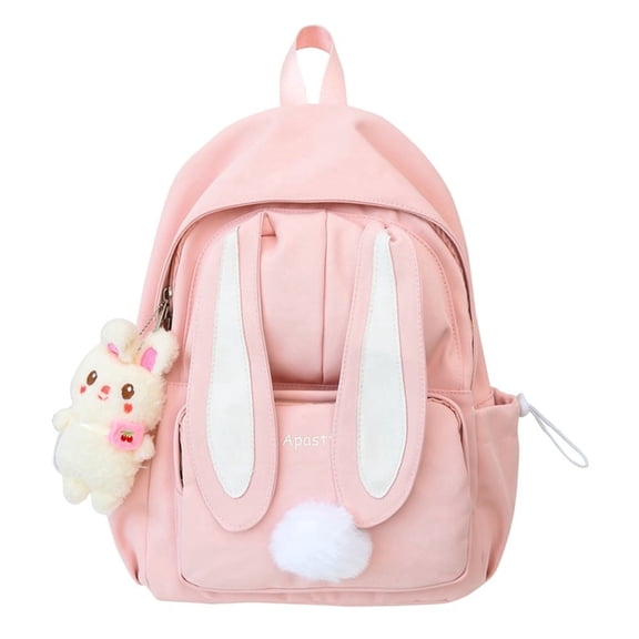 Cute Rabbit Ear Girls Bookbag Backpack , Pink Waterproof Canvas Travel Hiking Shoulder Daypack Bag