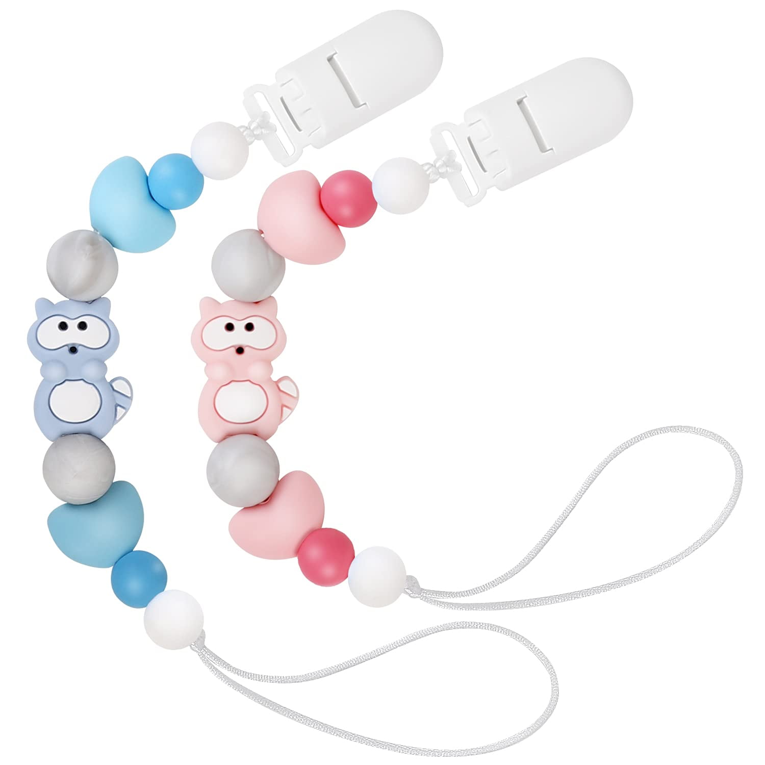 SILICONE BABY PACIFIER CLIP CHAIN STAR BEADS TEETHER NIPPLE SOOTHER STRAP 