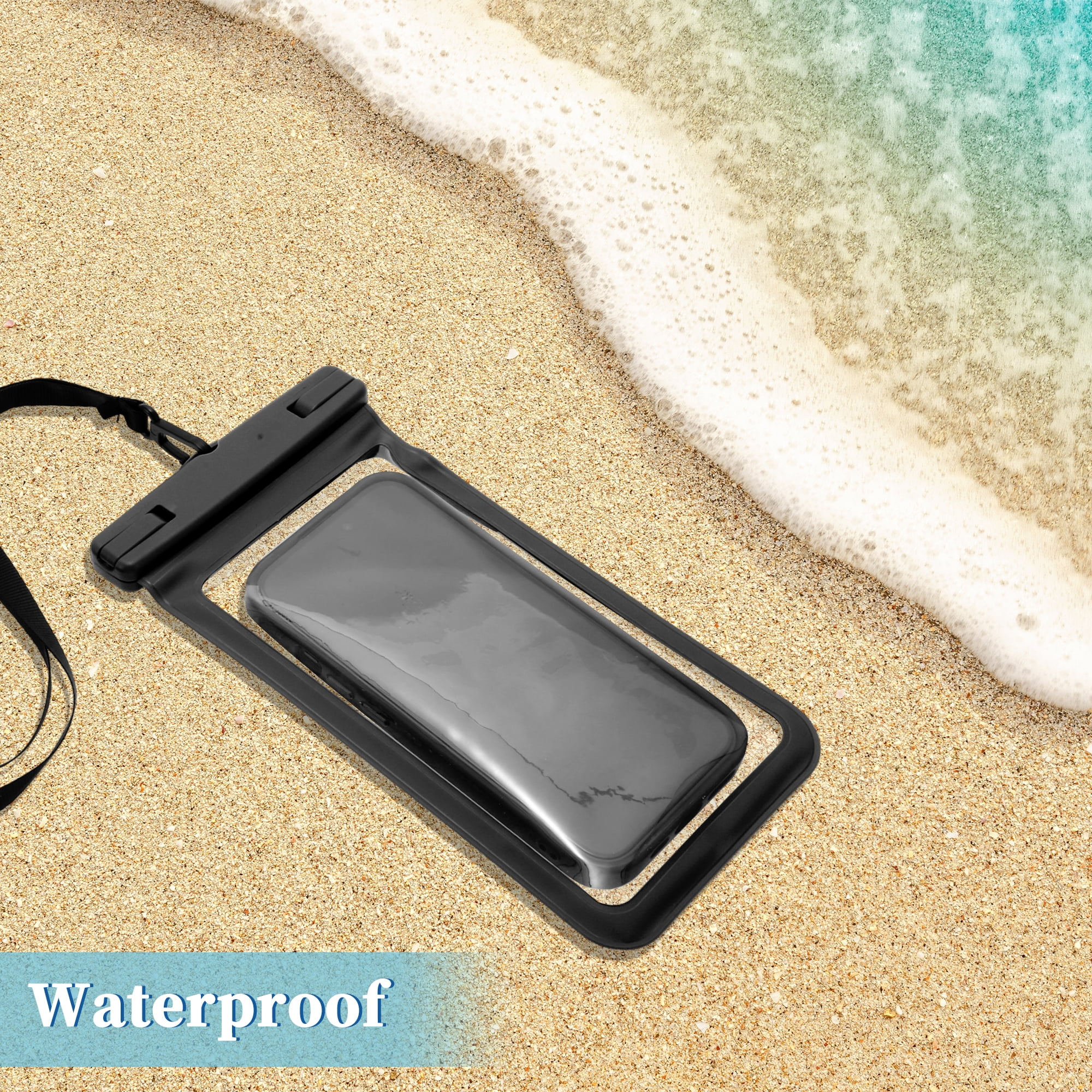 Unique Bargains 2 Pcs Mobile Bag Waterproof Case Compatible for Phone 4.53x8.27 Black
