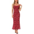thumbnail image 1 of Vestido Maxi Floral Sin Mangas Bodycon de Cóctel para Mujeres INSPIRE CHIC S Rojo, 1 of 6
