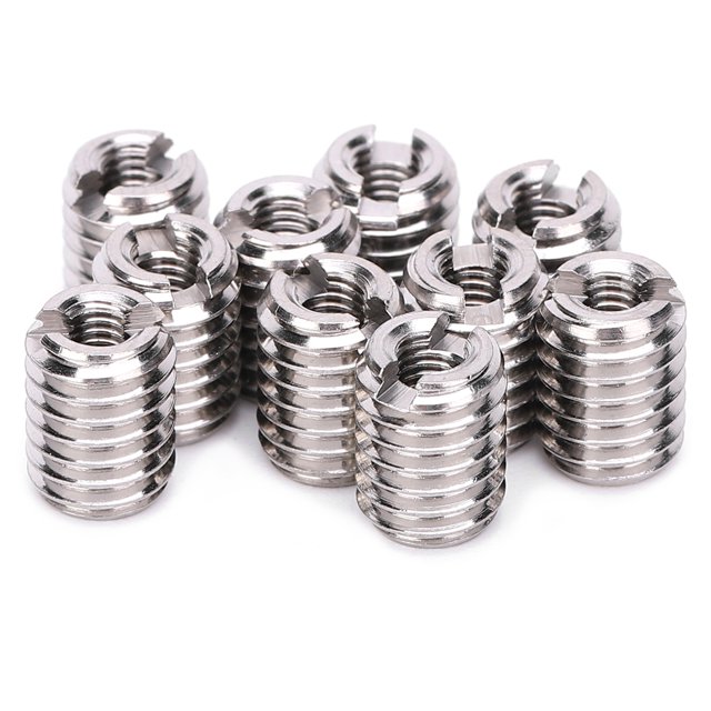 10-Piece 303 Stainless Steel Thread Repair Inserts - M3x0.5 Female/M6x1.0 Male Threaded Reducer Nuts with Slot, 8mm Length, for Fixing Damaged Threads in Aviation, Automotive, Machinery & Electronics