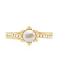 thumbnail image 4 of Rosec Jewels Flower Ring for Women, Freshwater Pearl Solitaire Ring with Diamond Side Stones, 18K Yellow Gold, US 11.50, 4 of 8