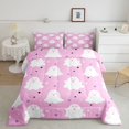 thumbnail image 2 of Feelyou Cute Ghost Star Full Size Comforter Sets, Happy Halloween Print Bedding Comforter Set, Pink, Pink Reversible, 3 Pieces, 1 Comforter and 2 Pillowcases, 2 of 7