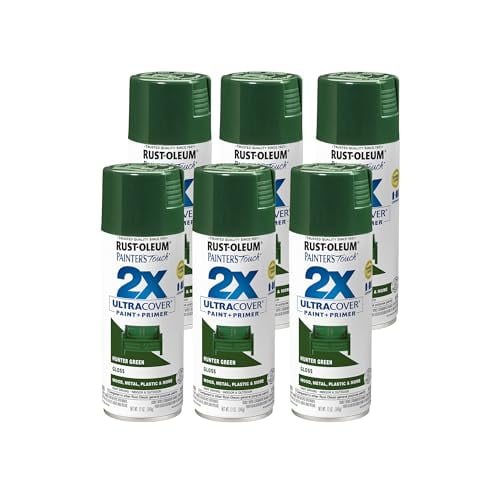 Rust-Oleum 334034-6PK Painter's Touch 2X Ultra Cover Spray Paint, 12 oz, Gloss Hunter Green, 6 Pack