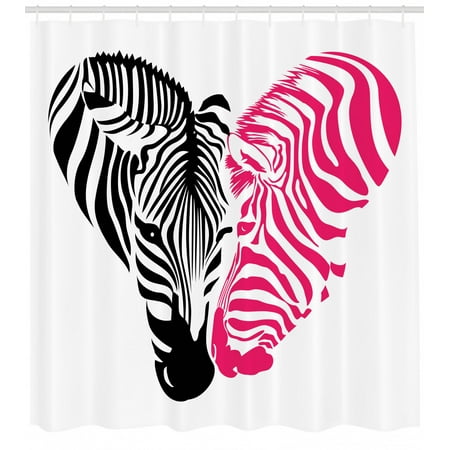 Pink Zebra Shower Curtain African Zebra Couple Heads In The Shape