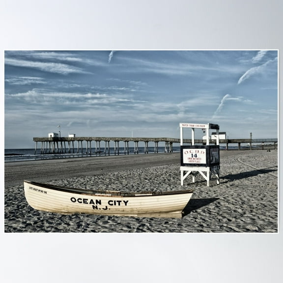 The Beach At Ocean City, Nj Poster Wall Art, Modern Wall Decor For Living Room Bedroom, 8x12 UNFRAMED