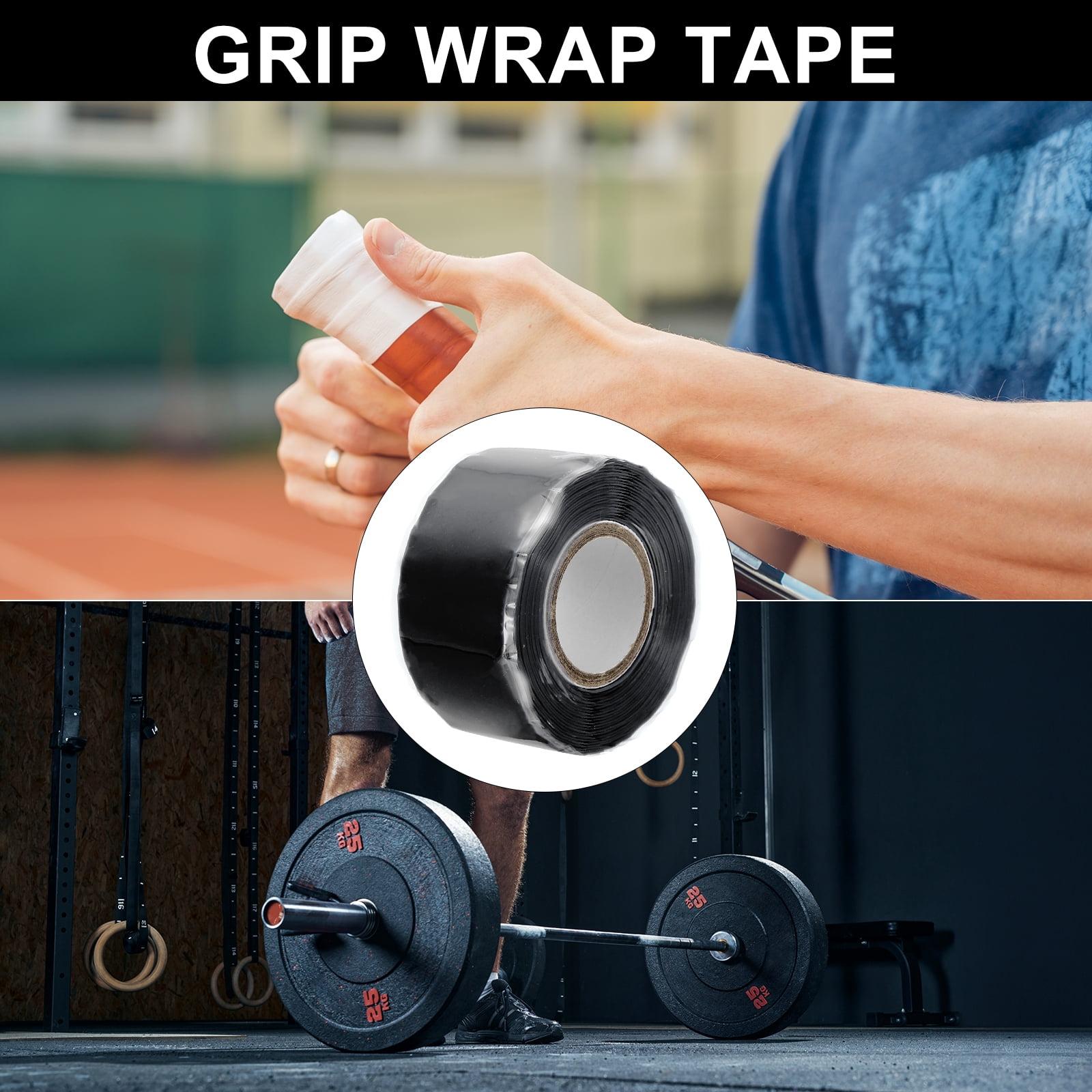 Uxcell Grip Tape, Self-Fusing Silicone Tape 10ft, Sealing Repair Wrap Tape, Black 4 Pcs