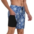 thumbnail image 2 of Balery whiet Snowflake blue background Bañador para hombre, shorts de playa de secado rápido con entrepierna y forro de compresión-3X-Large, 2 of 6