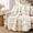 Cream-60"x80", variant on Yellow 60"x80" Ultra Soft Pre-Washed Quilted Boho Ruffle Fringed Decorative Throw Blanket