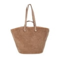 thumbnail image 2 of Time and Tru Women's Faux Shearling Tulip Tote Handbag, Tan, 2 of 6