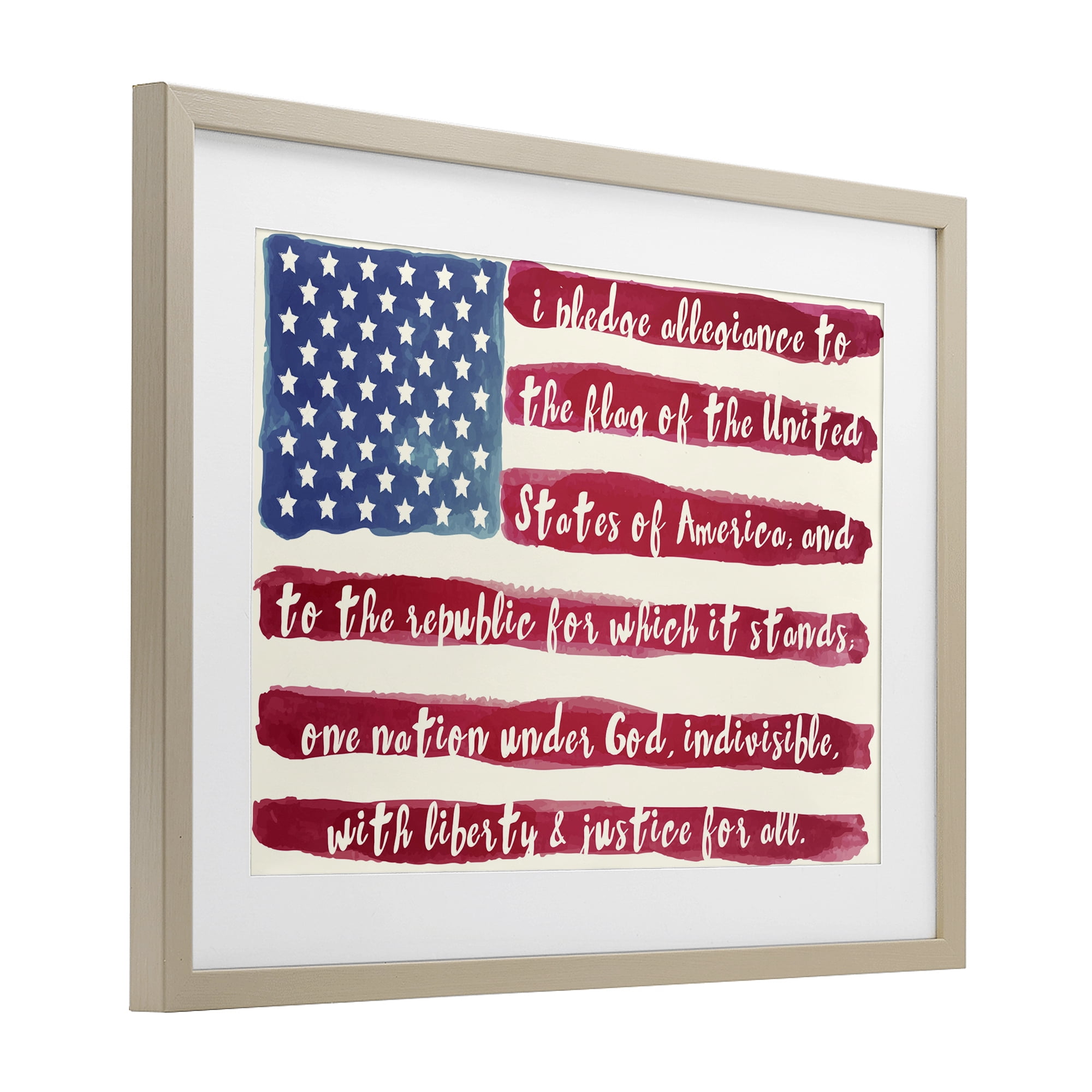Stupell Industries Pledge Of Allegiance Flag Stripes Birch Framed Print Under Glass, design by Sophie 6