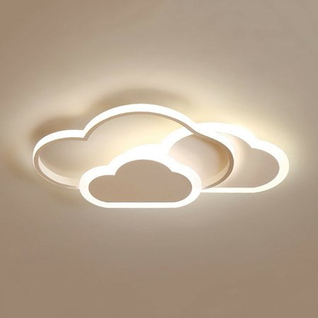 Modern LED Ceiling Light White Cloud Ceiling Light Three-Color Temperature Adjustable Cartoon Ceiling Light Close to The Ceiling Light Fixture for Living Room Bedroom Children’s Room LED Chandelier