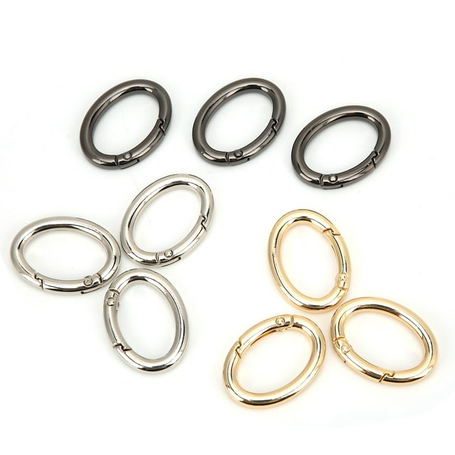 9Pcs Spring Ring Buckles, 3 Colors High Grade Alloy Anchoring Hardware for Backpacks, Key Rings, Chains, Ropes, Camping, Hiking, Fishing, Pets