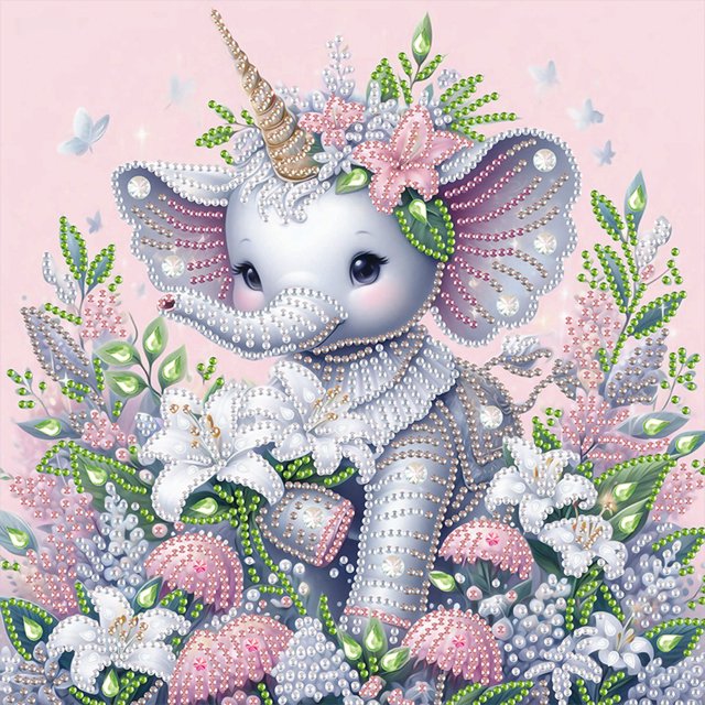 5D DIY Kit Con Forma Especial Parcial Elefante 30x30cm