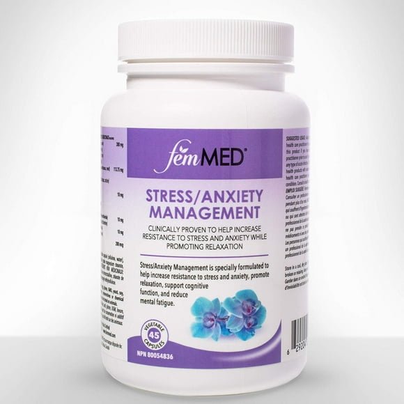 femMED Stress & Anxiety Management Capsules | Increases Stress Resistance & Anxiety Supplement | Promotes Relaxation & Reduces Mental Fatigue (45 Count)