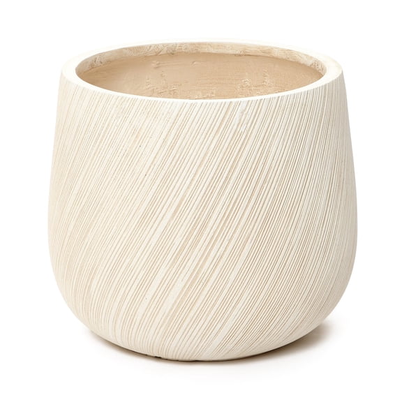 LuxenHome 14" Dia Large Plant Pot with Drainage, Texutred RoundPlanter Pot for Indoor and Outdoor Plants