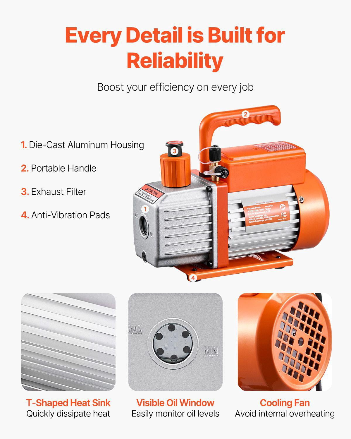 5 CFM HVAC Single Stage Rotary Vane Vacuum Pump for R134a R22 R410a Systems Auto AC Vacuum Pump Kit with Oil Bottle for Automotive Air Conditioner Maintenance and Resin Degassing