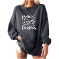 thumbnail image 1 of Women Christmas Print Loose O-Neck Long-Sleeved Fleece Oversized Sweatshirt Pullover, 1 of 1