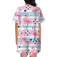 thumbnail image 3 of Lsque Pink Striped Flamingo Women's Short-Sleeved Pajama Set - 2 Piece Soft and Lightweight Sleepwear Set-Large, 3 of 9