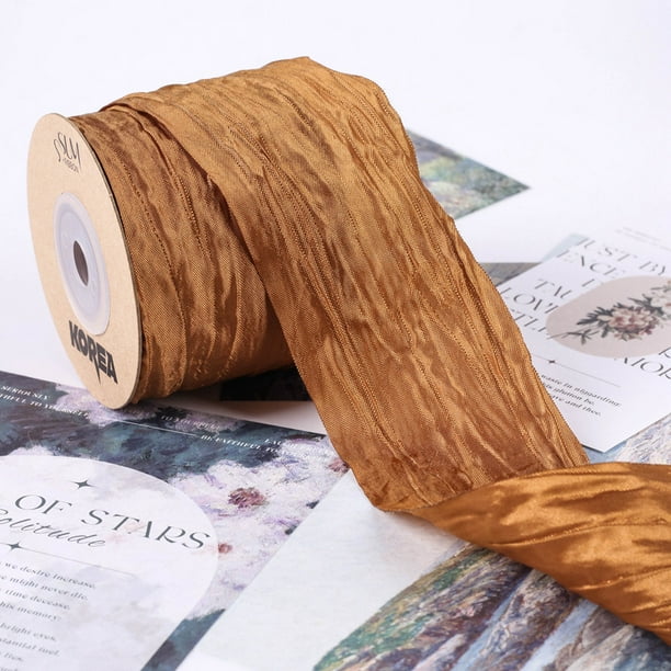 Namzi Cinta de tela arrugada de 10 yardas, cintas arrugadas con apariencia de seda, para envolver regalos, hacer coronas, lazos, decoración de eventos en el hogar, A48