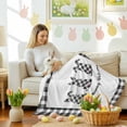 thumbnail image 4 of Throw Blanket Fleece Throw Blanket 50x60in, Easter Spring Bunny Rabbit Soft Lightweight Bed Blankets Black White Buffalo Checkered Fuzzy Couch Blankets for All Season, 4 of 9