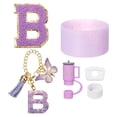 thumbnail image 1 of Juego de accesorios para taza Uxcell para vaso con asa, que incluye cubierta de silicona para popote, bota, tapón a prueba de derrames, encanto de asa, etiqueta de iniciales letra B, 1 of 7