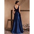 thumbnail image 2 of Lucyinlove elegante vestido de noche de satén con cuello en V para mujer, vestido de cóctel de corte en A con flecos y lentejuelas de lujo con espalda en V para fiesta de graduación y boda, 2 of 5