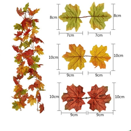 Clearance！Hexang Thanksgiving Artificial Flowers Fall Decor Festival Simulation Maple Leaf Rattan Decoration Christmas Party Wall Hanging Maple Leaf Rattan