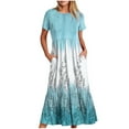 thumbnail image 1 of DPTALR Women's Round Neck Short Sleeve Printed Dress, 1 of 5