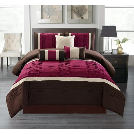 Monroe Queen Size 7-Piece Ruffled Comforter Bedding Set ...