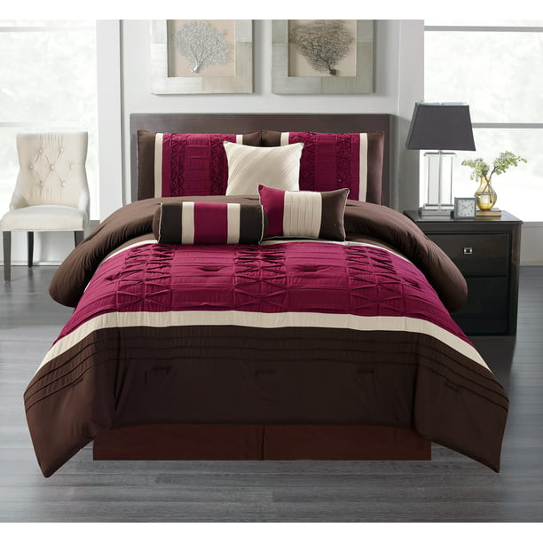 Monroe King Size 7-Piece Ruffled Comforter Bedding Set Soft Elegant Bed ...