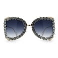 thumbnail image 3 of Womens Large Rhinestone Show Light Rim Trim Metal Rim Butterfly Sunglasses Gold Clear - Smoke, 3 of 8