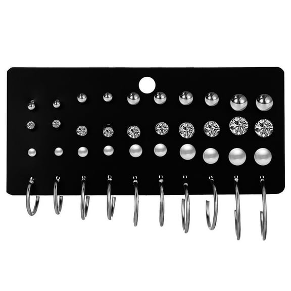 XmhyTop-A 20-Pair Silvery Dainty Stud Earrings Set Multipack Everyday Jewelry
