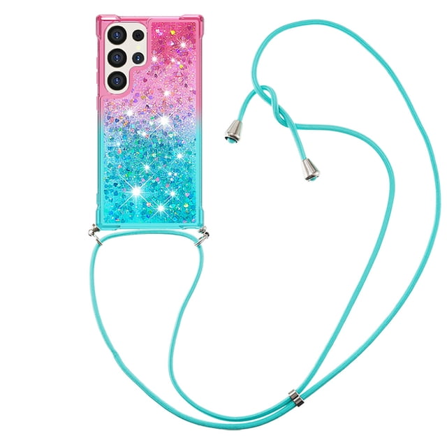 Funda para Samsung Galaxy S24 Ultra 5G Brillantina Líquida Divertida Reluciente y con Cristales en Movimiento Cuerpo Cruzado con Cordón Ajustable