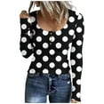 thumbnail image 1 of FAIWAD Women's Long Sleeve Knit Top Fall Winter Print Ribbed Slim Stretch Top Button Down Basic Top, 1 of 4