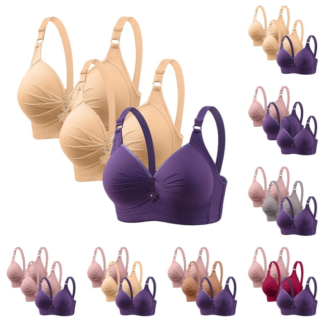 Sentmoon Wireless Bra Comfort Bras for Women 3 Pack Vintage Style Wireless Bra Breathable Soft Stretch Seamless Comfort Gentle Lift Support Everyday Bralettes for Daily Wear Work and Travel