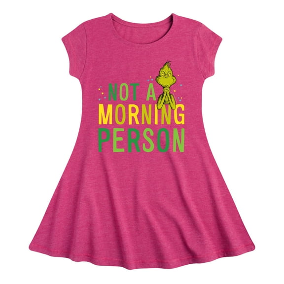 Dr. Seuss The Grinch - Christmas - Not A Morning Person - Toddler & Youth Girls Fit & Flare Dress