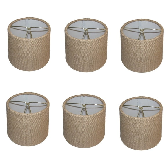 Set of 6 Rolled Edge 6 Inch Burlap Drum Chandelier Shades