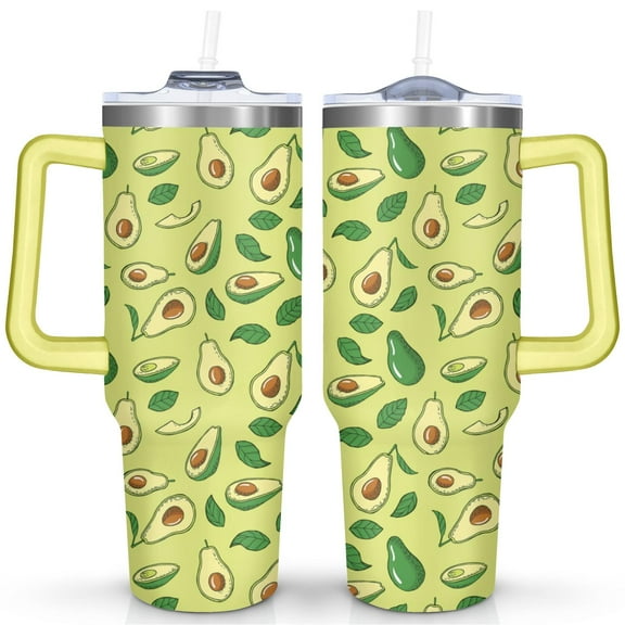 40oz Avocado Tumbler with Handle & Straw, Stainless Steel Insulated Cup, Leak Proof Travel Mug, Keeps Drinks Hot/Cold,Coffee Cup, Gifts for Women Men