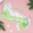 thumbnail image 4 of Diadema y Banda "¡Es mi cumpleaños!" para decoración de fiesta de mujeres, corona verde, 4 of 6