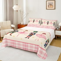 Homewish Retro Nutcracker Twin Sheet Sets,Cute Ballet Princess Twin Fitted Sheet,Merry Christmas Flat Sheet For Teens,Ultra Soft Home Decor,3-Piece